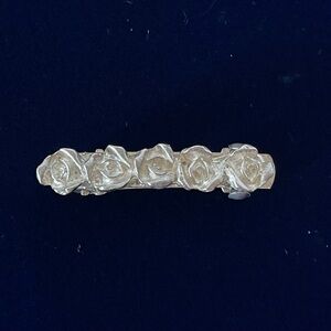 Vintage sterling silver rose, hair clip, wedding veil clip